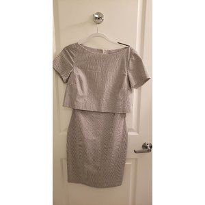 Banana Republic NWT Layered, Pencil Dress in Black and White Seersucker, Size 6